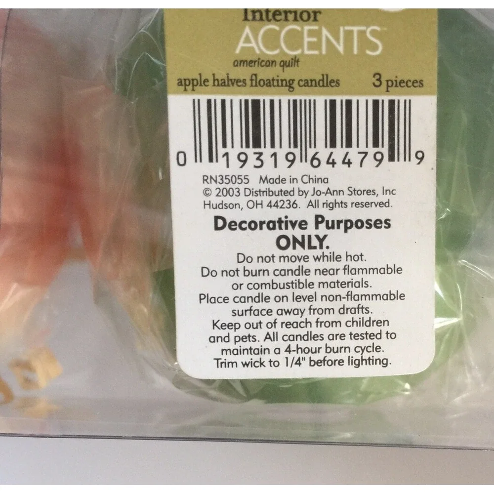 New Set Of 3 Fall Floating Half Apple Wax Candles,‎ NOS, Great For Fall Decor